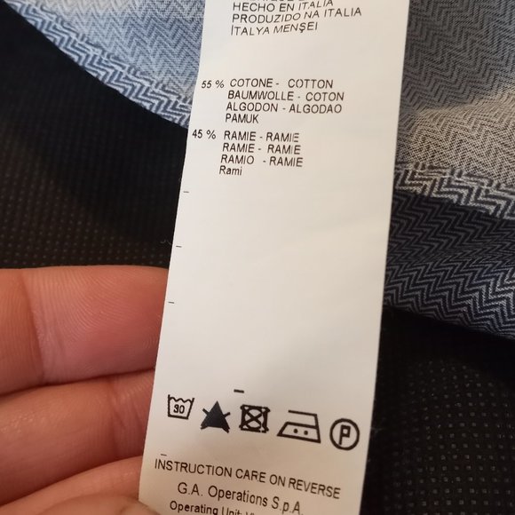 GIORGIO ARMANI - Thin zigzag print snap buttons shirt- Sz 40 (15.75) - Picture 10 of 13